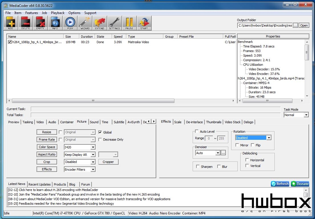 HwBox Guide: Κωδικοποίηση βίντεο (Quick Sync/CUDA/OCL)