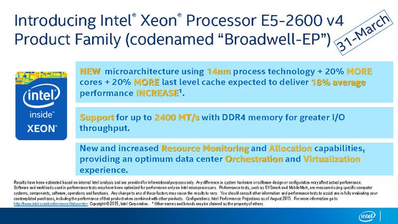 Στις 31 Μαρτίου οι πρώτοι Intel Broadwell-EP Xeon Επεξεργαστές