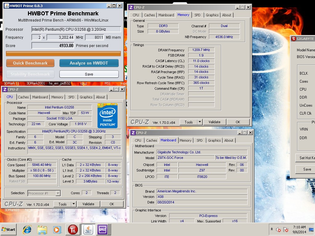 Stelaras HWBOT Prime score με τον Pentium G3258